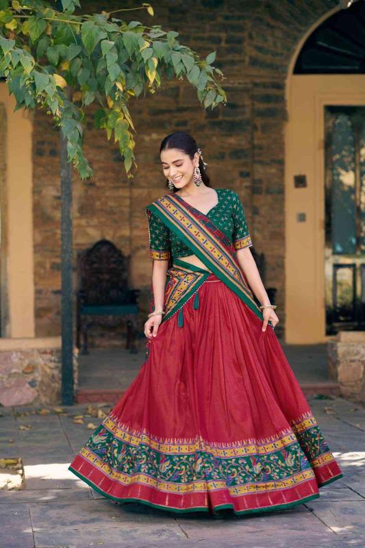 LNB 1255 Tasar Silk RED Designer lehenga choli wholesale in Hyderabad